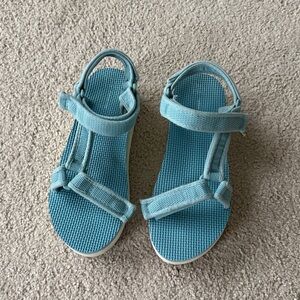 Time and Tru Women's Platform Nature Sandals Blue Sandals Sz 7